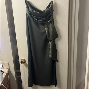 Grace Karin Olive  Green strapless dress with slit